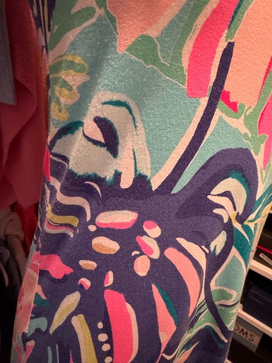 Lilly Pulitzer Vibrant Floral Shift Dress in Aqua & Pink - Cover Up - Picture 6 of 9
